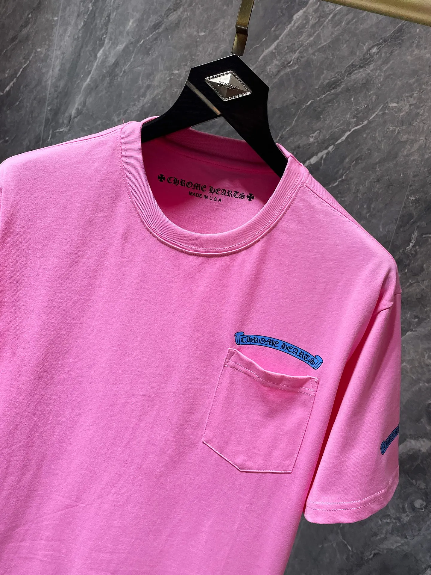 P130 ✨New✨ Chrome Hearts 25ss High weight, environmentally friendly and high-quality top-grade fabric Dopamine blue and pink scroll short sleeves Counter synchronization 1:1 replica version Recommended color: Customized blue Customized pink Size: S, M, L, XL